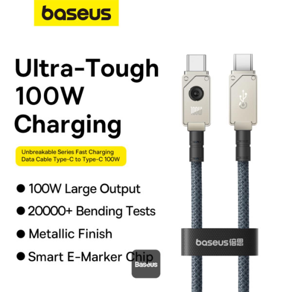 Baseus Unbreakable Series 100w Pd Fast Charging Data Cable Type C To Type C 1m White Baseus Unbreakable Series 100w Pd Fast Charging Data Cable Type C To Type C 1m White