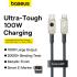 Baseus Unbreakable Series 100w Pd Fast Charging Data Cable Type C To Type C 1m White Baseus Unbreakable Series 100w Pd Fast Charging Data Cable Type C To Type C 1m White