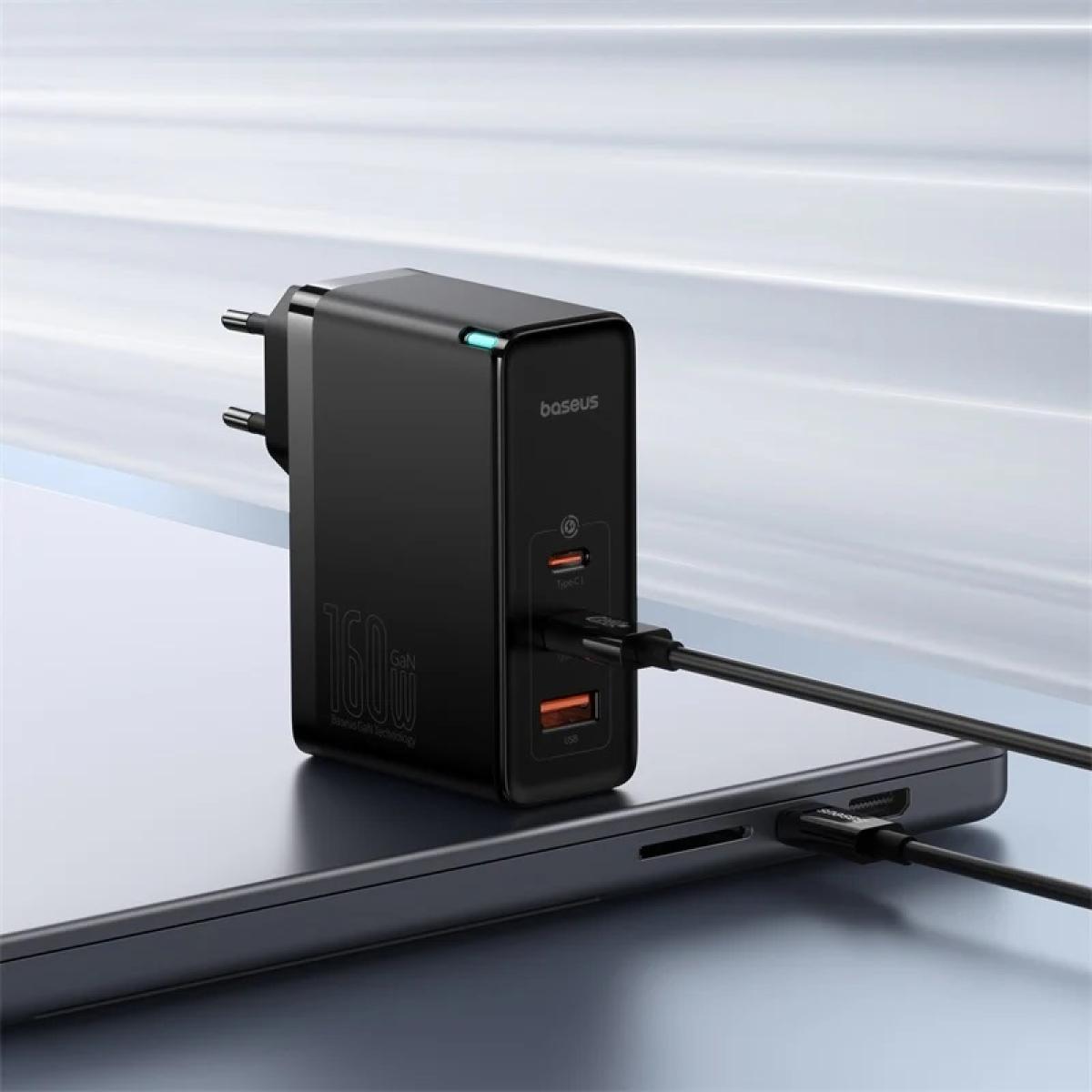 Baseus GAN5 Pro Digital Fast Charger 2c+u 160w EU Cluster Black (with Superior Series Fast Charging Data Cable Type C to Type C 240w 48v/5a)