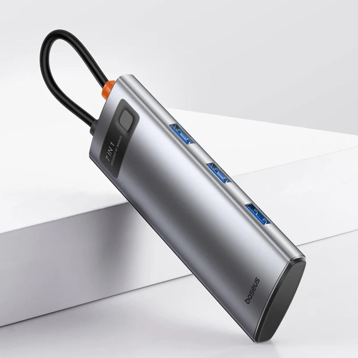 Baseus Gleam Usb Hub 7in1, Usb C To 1x Hdmi4k 60hz + 3x Usb3.0 + 1x Pd + 1x Sd/tf Baseus Gleam Usb Hub 7in1, Usb C To 1x Hdmi4k 60hz + 3x Usb3.0 + 1x Pd + 1x Sd/tf