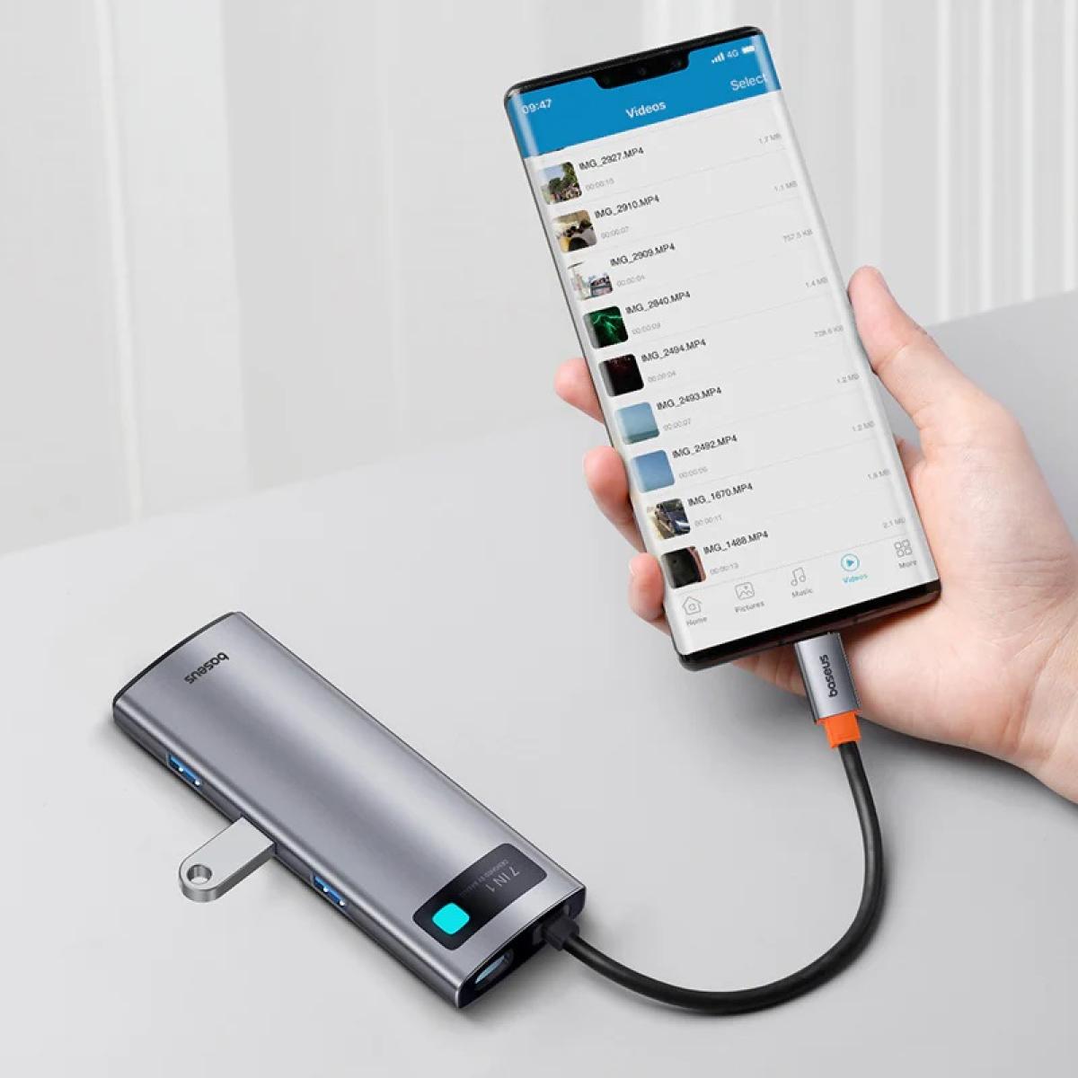 Baseus Gleam Usb Hub 7in1, Usb C To 1x Hdmi4k 60hz + 3x Usb3.0 + 1x Pd + 1x Sd/tf Baseus Gleam Usb Hub 7in1, Usb C To 1x Hdmi4k 60hz + 3x Usb3.0 + 1x Pd + 1x Sd/tf