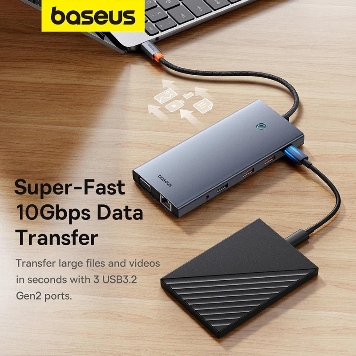 Baseus 13-Port Type-C3 HDMI4K gray 60hz 120hz 3.5mm docking stations PortalJoy Series