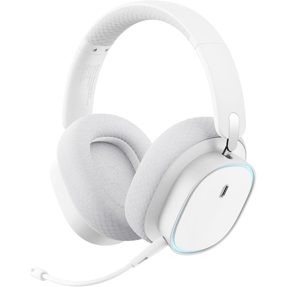 Baseus Gh02 Gaming Wireless Headphones Bluetooth 5.3, Anc, Rgb, 40mm Driver, 40 Hour Playtime, Ipx 6 White