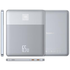 Baseus Blade2 12000mAh Power Bank | 65W Fast Charging Ultra Thin Digital Display Intelligent Edition Battery Pack For Laptop/MacBook & Phones - Silver