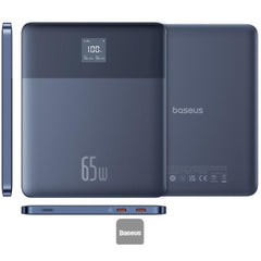 Baseus Blade2 12000mah Power Bank | 65w Fast Charging Ultra Thin Digital Display Intelligent Edition Battery Pack For Laptop/macbook & Phones Blue