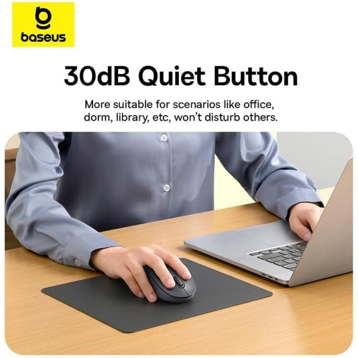 Baseus F02 Ergonomic Dual - Mode Wireless Mouse Bluetooth 5.2 and 2.4Ghz Connectivity, Silent Buttons, 5 DPI Modes - Black
