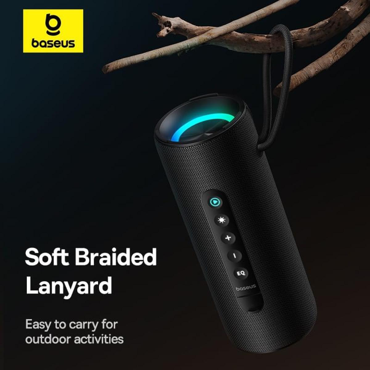 Baseus Aequr Series Vo20 Bluetooth Speaker With Ambient Rgb Light | Bt 5.3, 15h Playtime, 15w Loud Stereo Sound, Deep Bass Black Baseus Aequr Series Vo20 Bluetooth Speaker With Ambient Rgb Light | Bt 5.3, 15h Playtime, 15w Loud Stereo Sound, Deep Bass Black