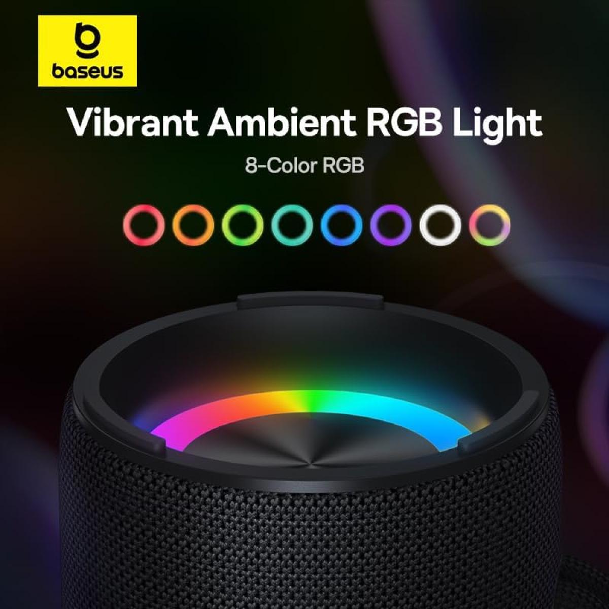 Baseus Aequr Series Vo20 Bluetooth Speaker With Ambient Rgb Light | Bt 5.3, 15h Playtime, 15w Loud Stereo Sound, Deep Bass Black Baseus Aequr Series Vo20 Bluetooth Speaker With Ambient Rgb Light | Bt 5.3, 15h Playtime, 15w Loud Stereo Sound, Deep Bass Black