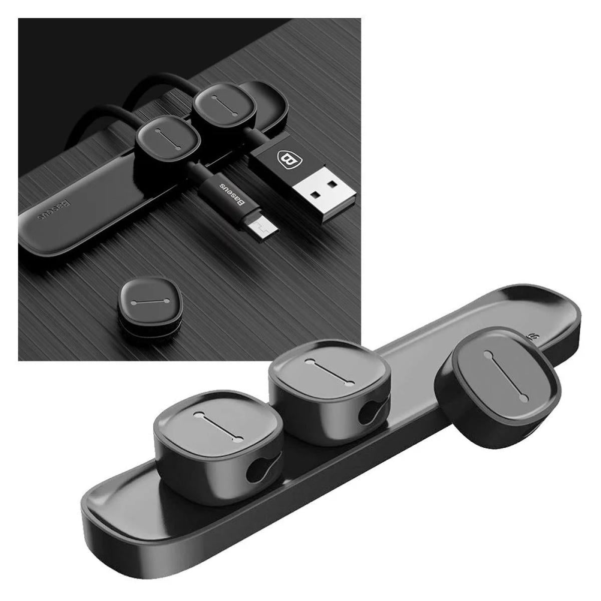 Baseus Magnetic Cable Management Cord Organizer Peas Black Baseus Magnetic Cable Management Cord Organizer Peas Black