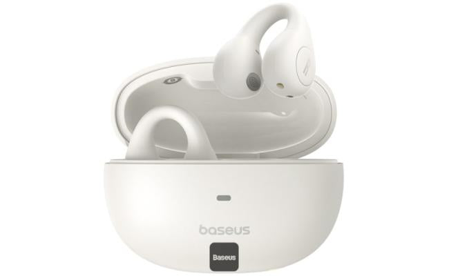 Baseus Airgo Enc AS01 Open Ear Clip On Wireless Earbuds for Sports Up to 25 Hours Of Playback White