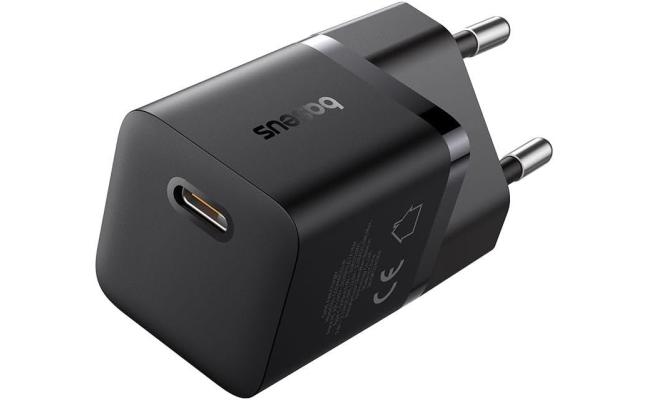 Baseus GAN5 Fast Charger (mini) 1c 25w EU Cluster Supports Pps, Pd 3.0, Qc 3.0 Black