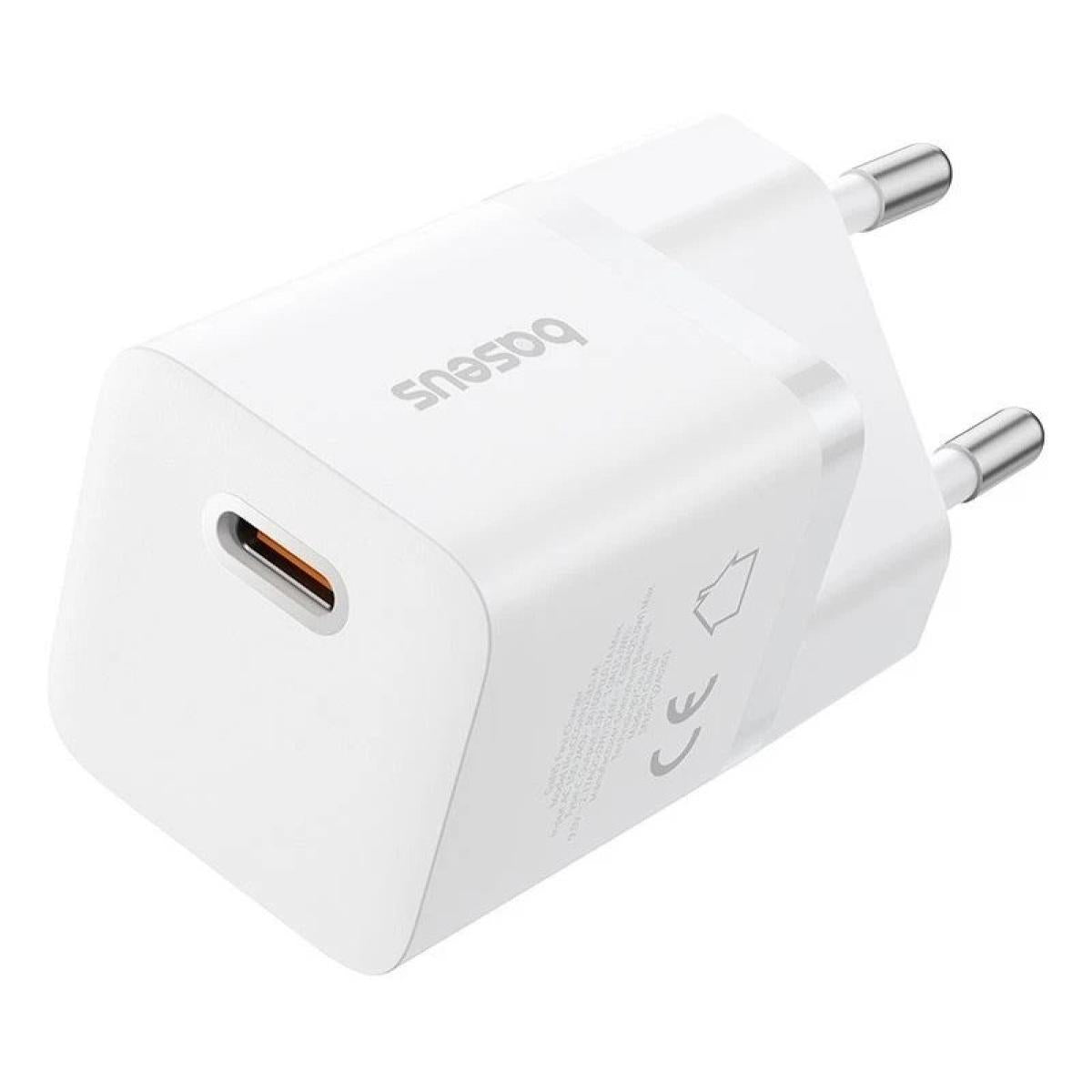 Baseus GaN5 Fast Charger (mini) 1C 25W EU Cluster Supports PPS, PD 3.0, QC 3.0 - White