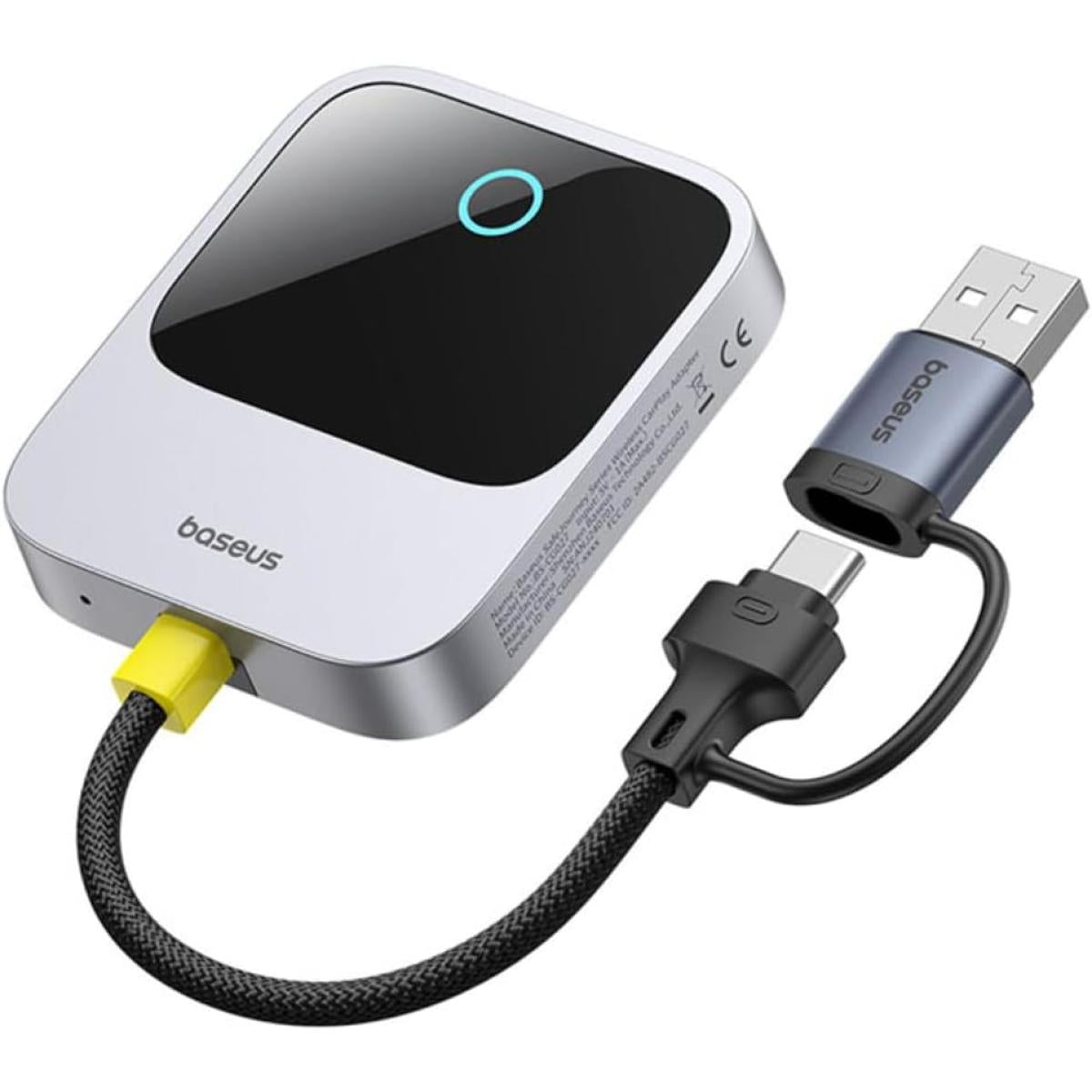 Baseus Wireless Carplay Adapter For Iphone Converts Wired Carplay To Wireless, Plug & Play Carplay For Cars From 2017 & For Iphone Ios 10+, Prime Trip Safe Journey, Only For Apple Carplay Grey