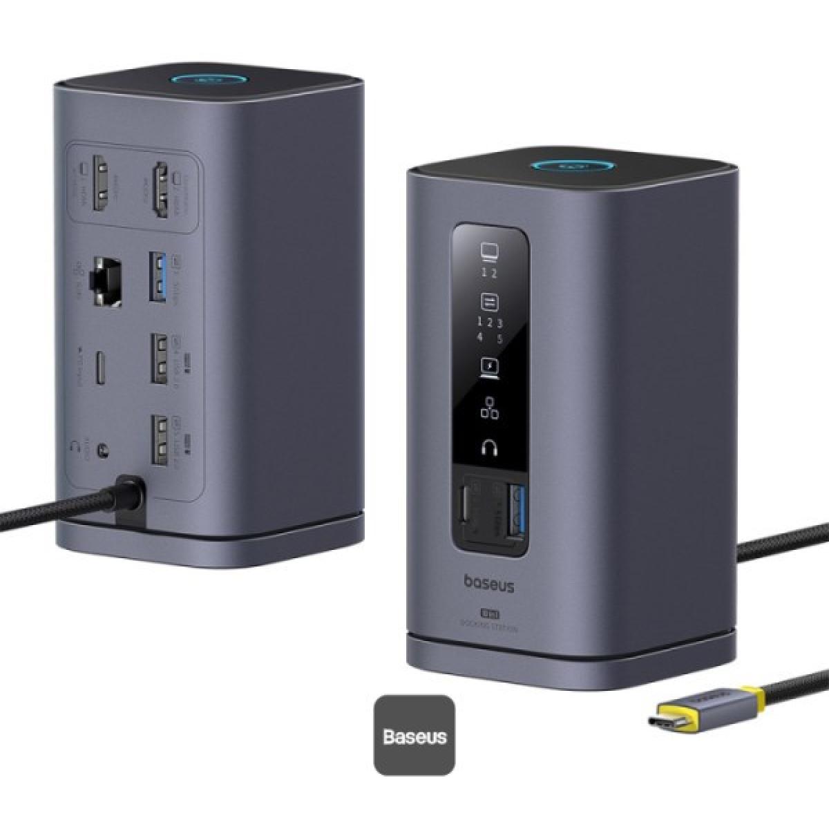 Baseus Spacemate Series 10 In 1 Mac Docking Station Hub 2*hdmi 4k60hz/30hz + 2*usb A & Usb C 5gbps + Rj45 + 2*usb A 480mbps + Usb C + 1*3.5mm Grey