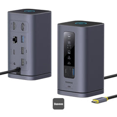 Baseus Spacemate Series 10 In 1 Mac Docking Station Hub 2*hdmi 4k60hz/30hz + 2*usb A & Usb C 5gbps + Rj45 + 2*usb A 480mbps + Usb C + 1*3.5mm Grey