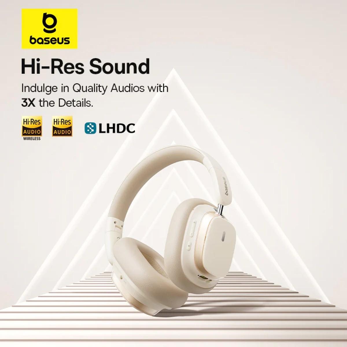 Baseus Bowie H1s Bluetooth Headset Foldable, Aive Noise Cancelling Wireless Over Ear Headphone, Px4 Waterproof, Up To 100hrs White Baseus Bowie H1s Bluetooth Headset Foldable, Aive Noise Cancelling Wireless Over Ear Headphone, Px4 Waterproof, Up To 100hrs White
