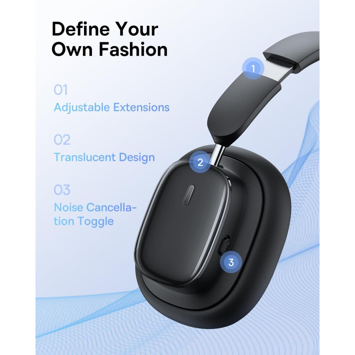 Baseus Bowie H1s Bluetooth Headset Foldable, Aive Noise Cancelling Wireless Over Ear Headphone, Px4 Waterproof, Up To 100hrs Black Baseus Bowie H1s Bluetooth Headset Foldable, Aive Noise Cancelling Wireless Over Ear Headphone, Px4 Waterproof, Up To 100hrs Black