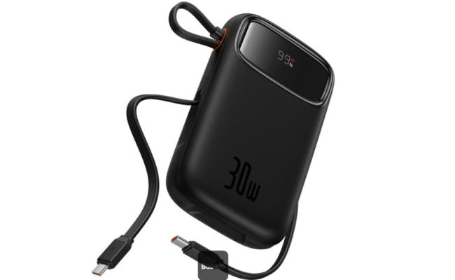Baseus Qpow2 10000mah Digital Display Fast Charge Power Bank 30w With Built In Dual Type C Cable Black Baseus Qpow2 10000mah Digital Display Fast Charge Power Bank 30w With Built In Dual Type C Cable Black