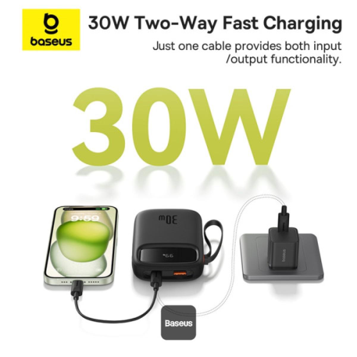 Baseus Qpow2 10000mah Digital Display Fast Charge Power Bank 30w With Built In Dual Type C Cable Black Baseus Qpow2 10000mah Digital Display Fast Charge Power Bank 30w With Built In Dual Type C Cable Black