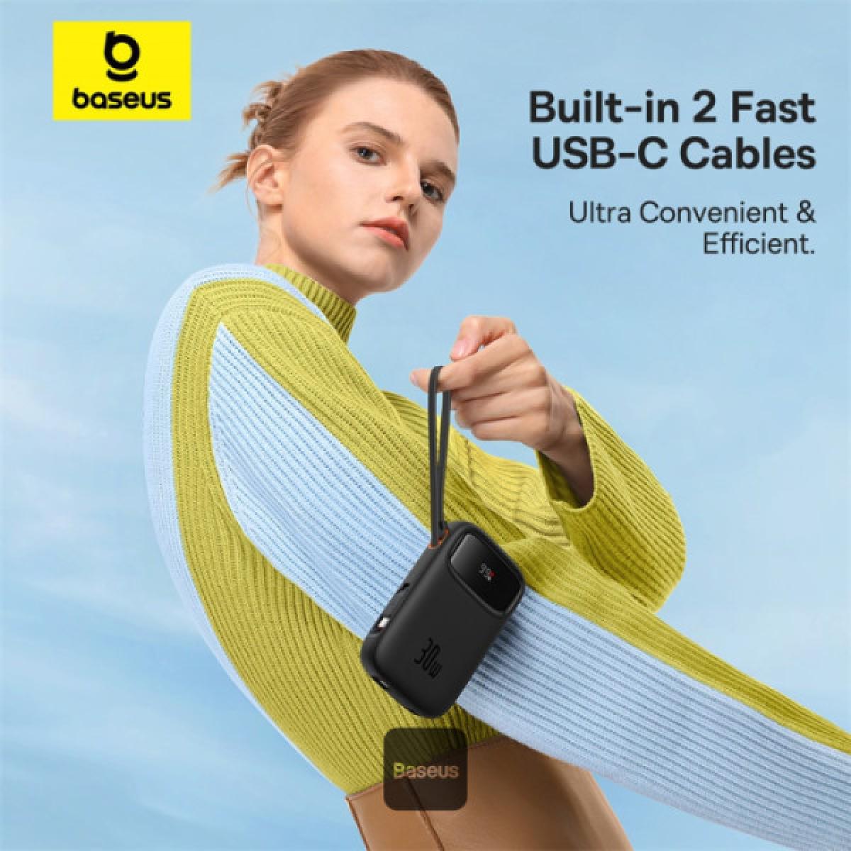 Baseus Qpow2 10000mah Digital Display Fast Charge Power Bank 30w With Built In Dual Type C Cable Black Baseus Qpow2 10000mah Digital Display Fast Charge Power Bank 30w With Built In Dual Type C Cable Black