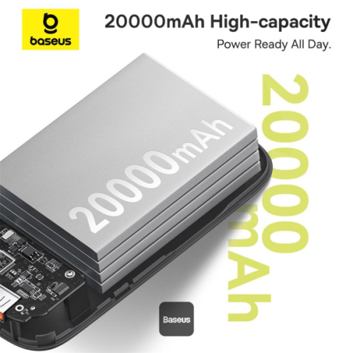 Baseus QPOW2 20000mah Digital Display Fast Charge Power Bank 30w with Built In Dual Type C Cable Black