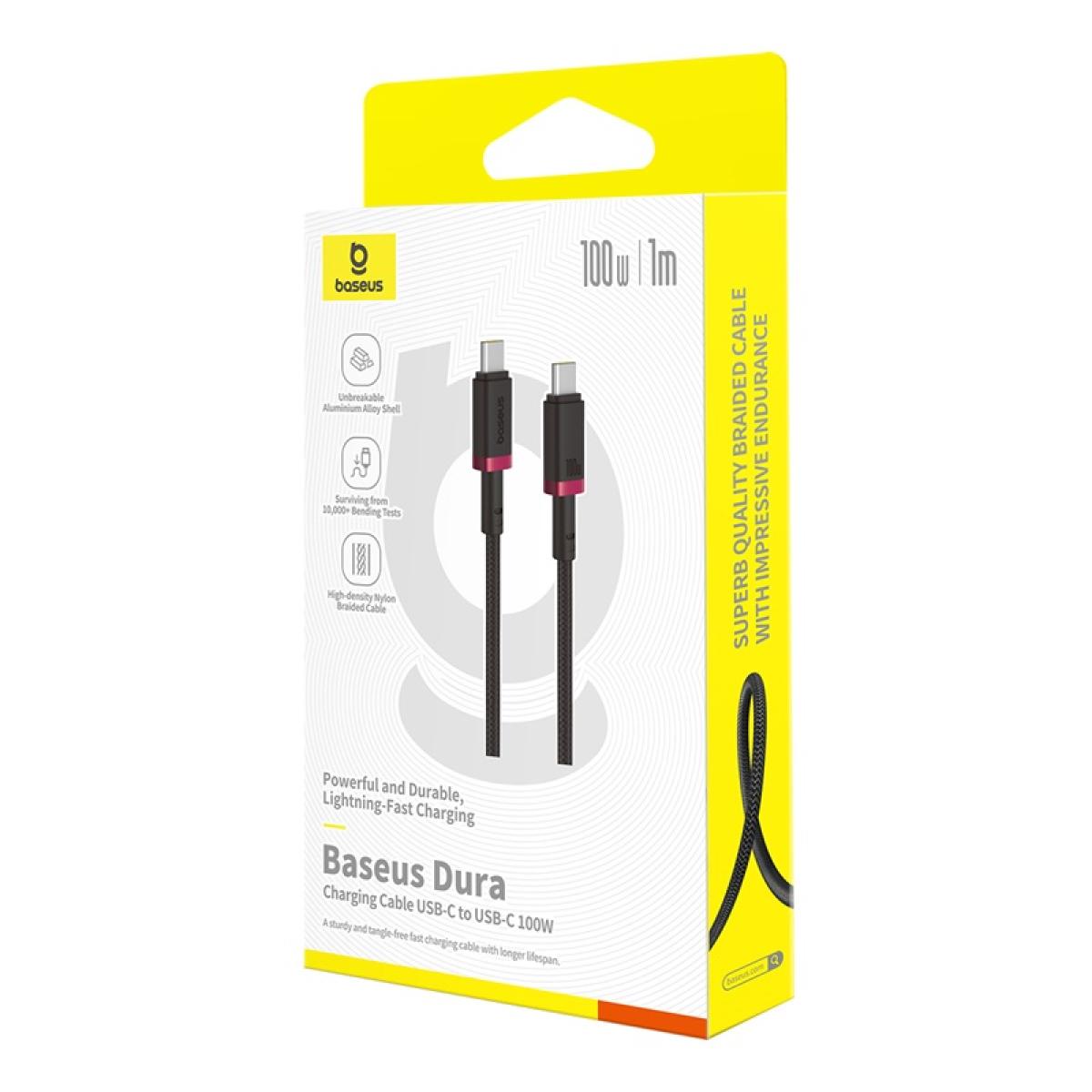 Baseus Dura Series Fast Charging Cable Type - C to Type - C 100W 1 meter - RedBlack