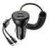 Baseus Circular Car Charger with USB - C / Lightning Cable, 60w, 3a, 1 X USB A 1 X USB - C, Black