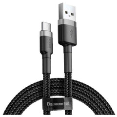 Baseus Cafule Series Usb A To Type C Cable 3a Fast Charge & 480mbps High Speed Data Transfer, Nylon Braided, 1m Black