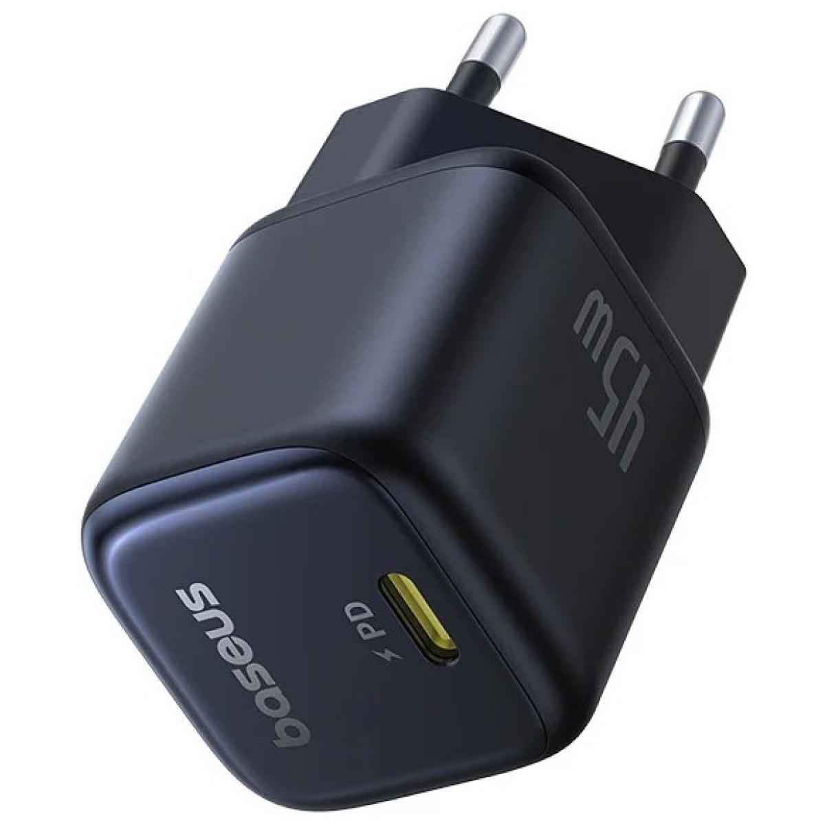 Baseus Picogo Gan Fast Charger 1c 45w Eu Cosmic Usb C Port Pd3.0, Pps, Qc3.0, Fcp, Scp, Afc Black