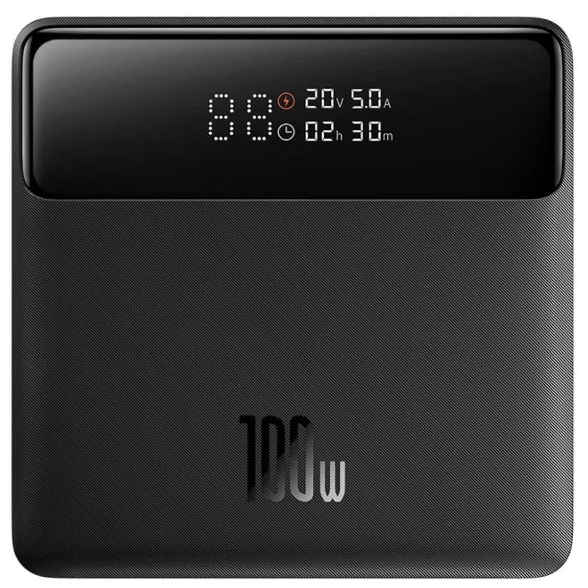 Baseus Blade H1 Lite 20000mAh 100W Fast Charging Power Bank with Type-C Cable - 2 USB-A and 2 Type-C Port, Digital Display, Slim Design - Black