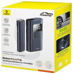 Baseus Car Tire Inflator Pumper VA1 Dual Power Wired & Wireless with Flashlight 6000mAh Power - Bank