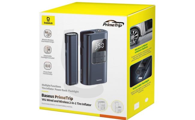 Baseus Car Tire Inflator Pumper VA1 Dual Power Wired & Wireless with Flashlight 6000mAh Power - Bank Baseus Car Tire Inflator Pumper VA1 Dual Power Wired & Wireless with Flashlight 6000mAh Power - Bank