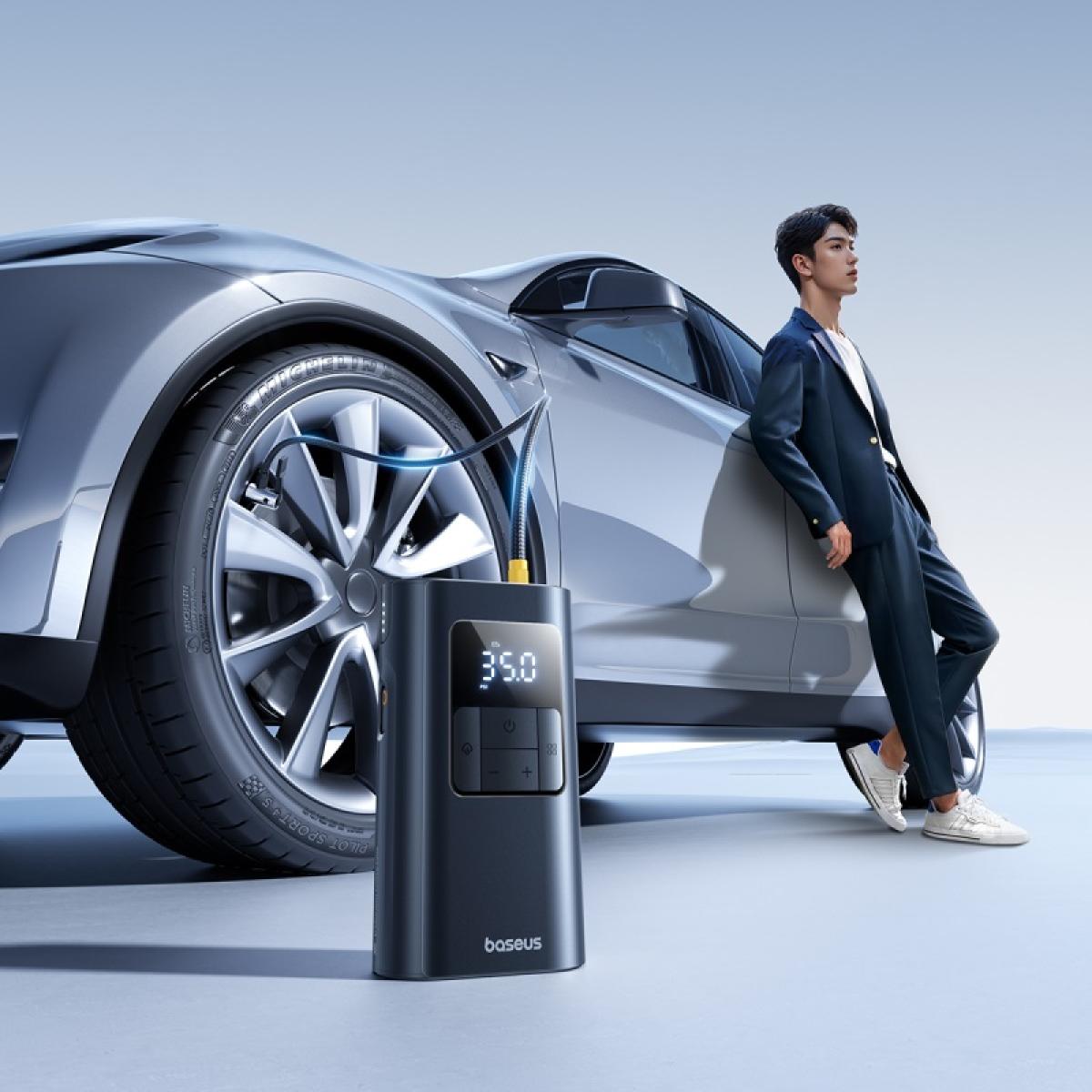 Baseus Car Tire Inflator Pumper VA1 Dual Power Wired & Wireless with Flashlight 6000mAh Power - Bank Baseus Car Tire Inflator Pumper VA1 Dual Power Wired & Wireless with Flashlight 6000mAh Power - Bank