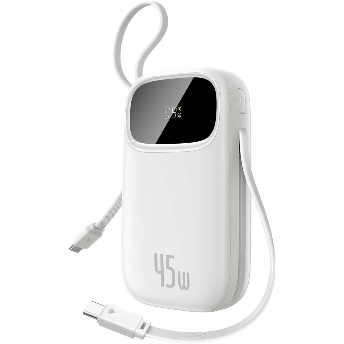 Baseus Qpow 3 Digital Display Power Bank With 2 Built In Usb C Cables 10000mah 45w Cosmic White Baseus Qpow 3 Digital Display Power Bank With 2 Built In Usb C Cables 10000mah 45w Cosmic White