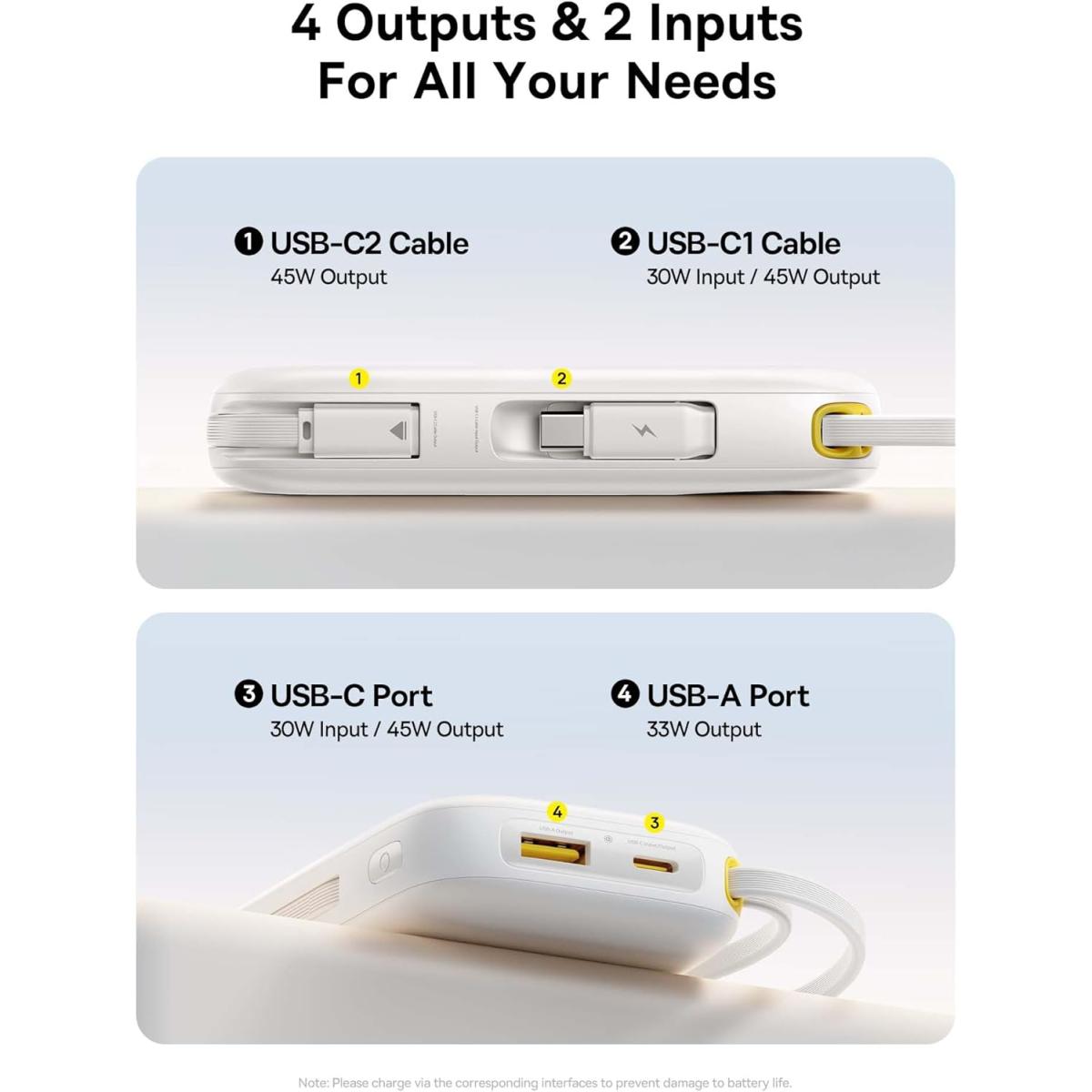 Baseus Qpow 3 Digital Display Power Bank With 2 Built In Usb C Cables 10000mah 45w Cosmic White Baseus Qpow 3 Digital Display Power Bank With 2 Built In Usb C Cables 10000mah 45w Cosmic White