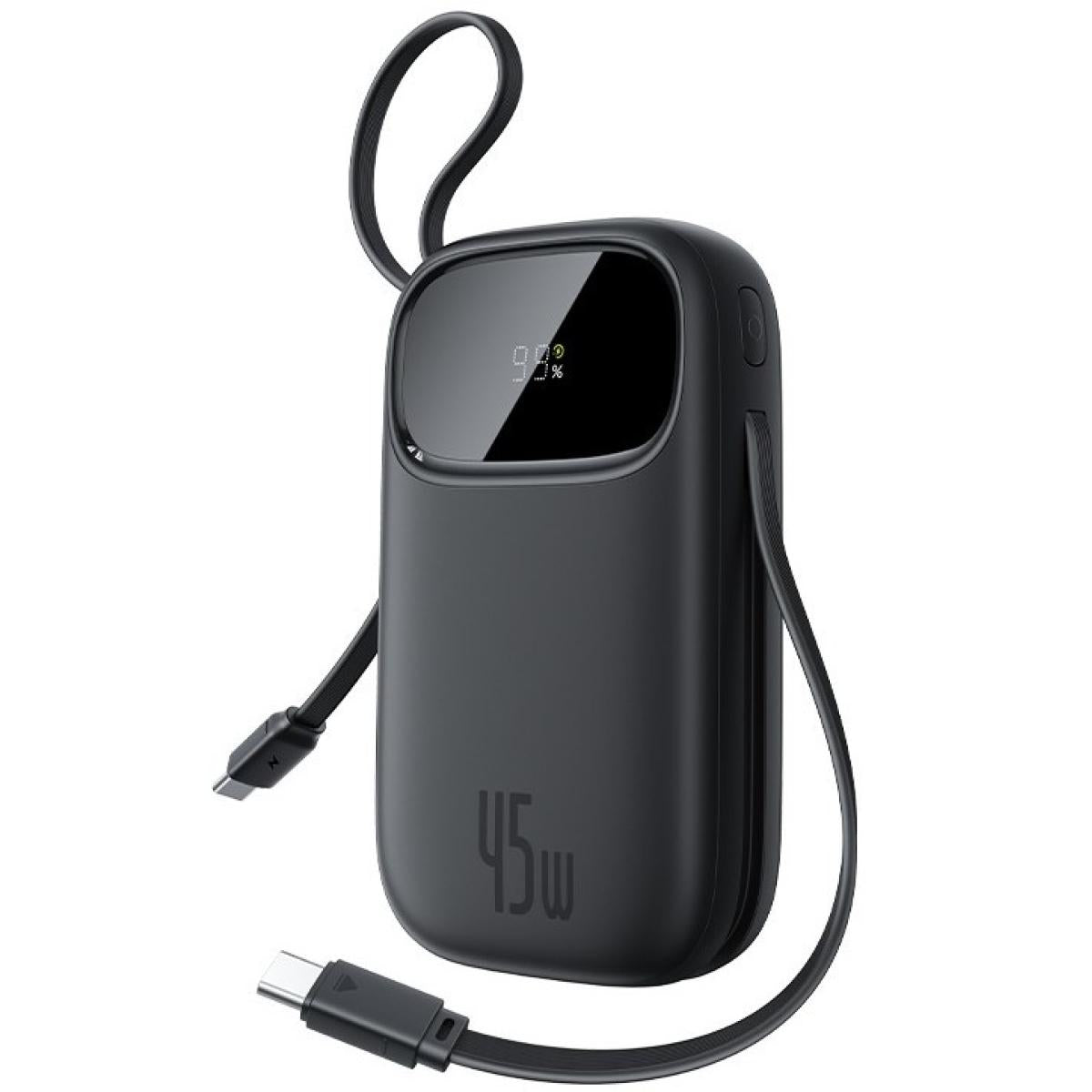 Baseus Qpow 3 Digital Display Power Bank With 2 Built In Usb C Cables 10000mah 45w Cosmic Black