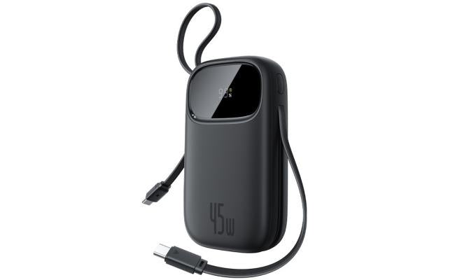 Baseus Qpow 3 Digital Display Power Bank With 2 Built In Usb C Cables 10000mah 45w Cosmic Black Baseus Qpow 3 Digital Display Power Bank With 2 Built In Usb C Cables 10000mah 45w Cosmic Black