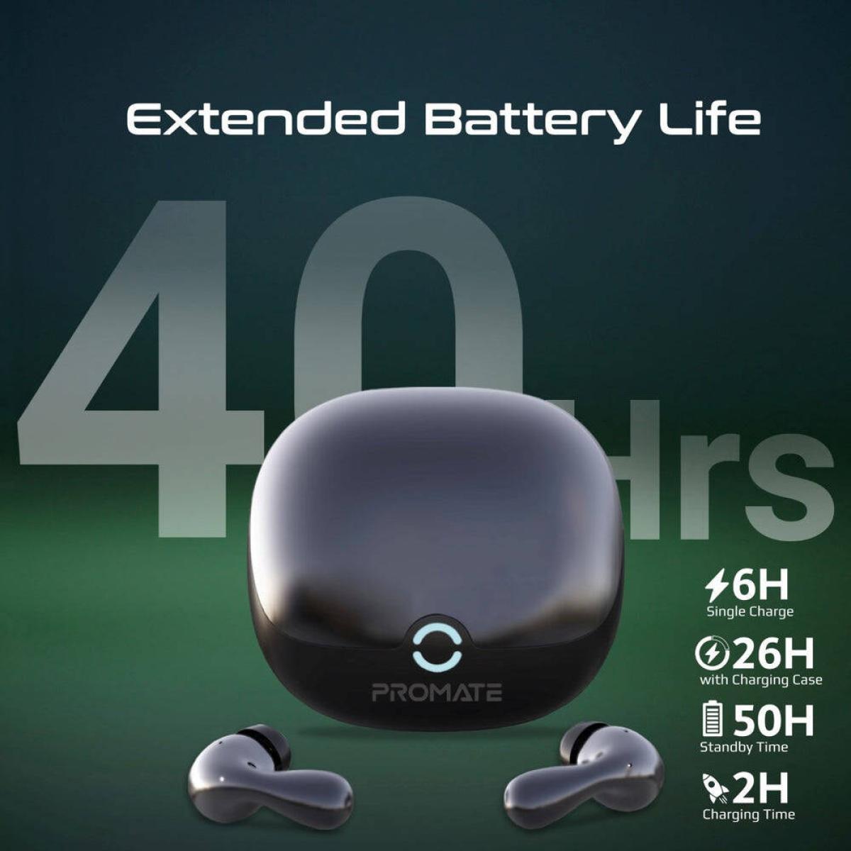 Promate Baton True Wireless Earbuds With Aive And Environmental Noise Cancellation, Bluetooth 5.4, Low Latency Game Mode, 4 Mics For Superior Sound Quality, Transparency Mode, 40hrs Playtime Black Promate Baton True Wireless Earbuds With Aive And Environmental Noise Cancellation, Bluetooth 5.4, Low Latency Game Mode, 4 Mics For Superior Sound Quality, Transparency Mode, 40hrs Playtime Black