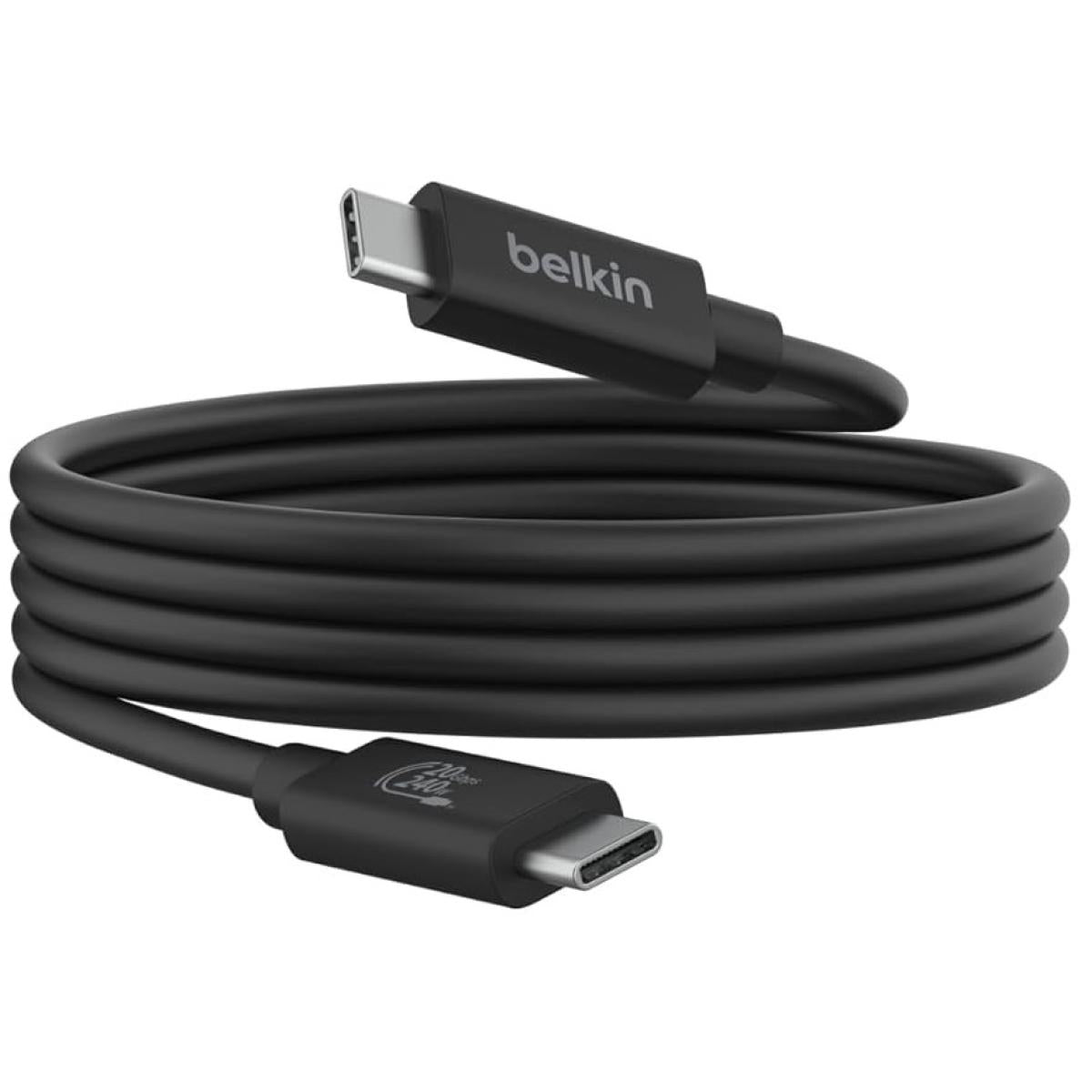 Belkin Conne USB4 Cable (4ft/1.2M Power Cable), USB-C to USB-C Cable w/ 240W Power Delivery + 20Gbps - USB4 Compliant Power Cable, Compatible with MacBook, Windows, Chromebook, & More - Black
