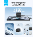 Anker Nano Charger A2692 – 45W GaN Fast Charger for iPhone, USB‑C Port, Samsung Super Fast Charging, ActiveShield Safety, Foldable Plug, White - 18 Months Warranty