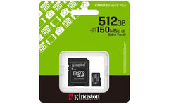 Kingston SDCS3/512GB Canvas Sele Plus 512 GB microSDXC Card Up to 150MB/s A1 Class 10 UHS-I with Adapter