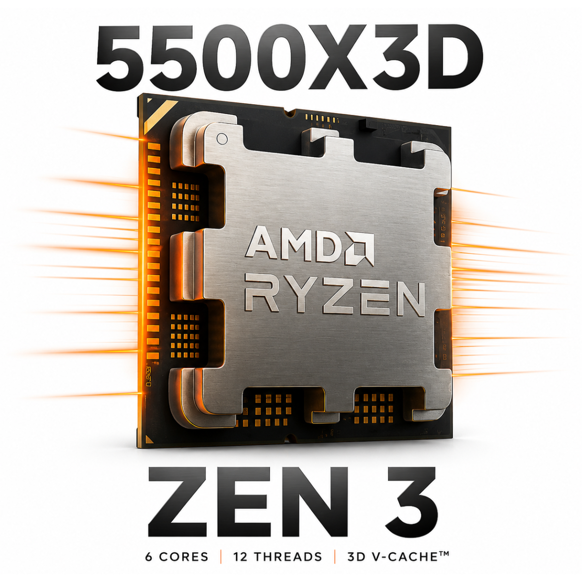 AMD RYZEN 5 5500X3D 6-Core 3.0 GHz (4.0 GHz Max Boost) 96MB Cache AM4 Desktop Processor , Tray