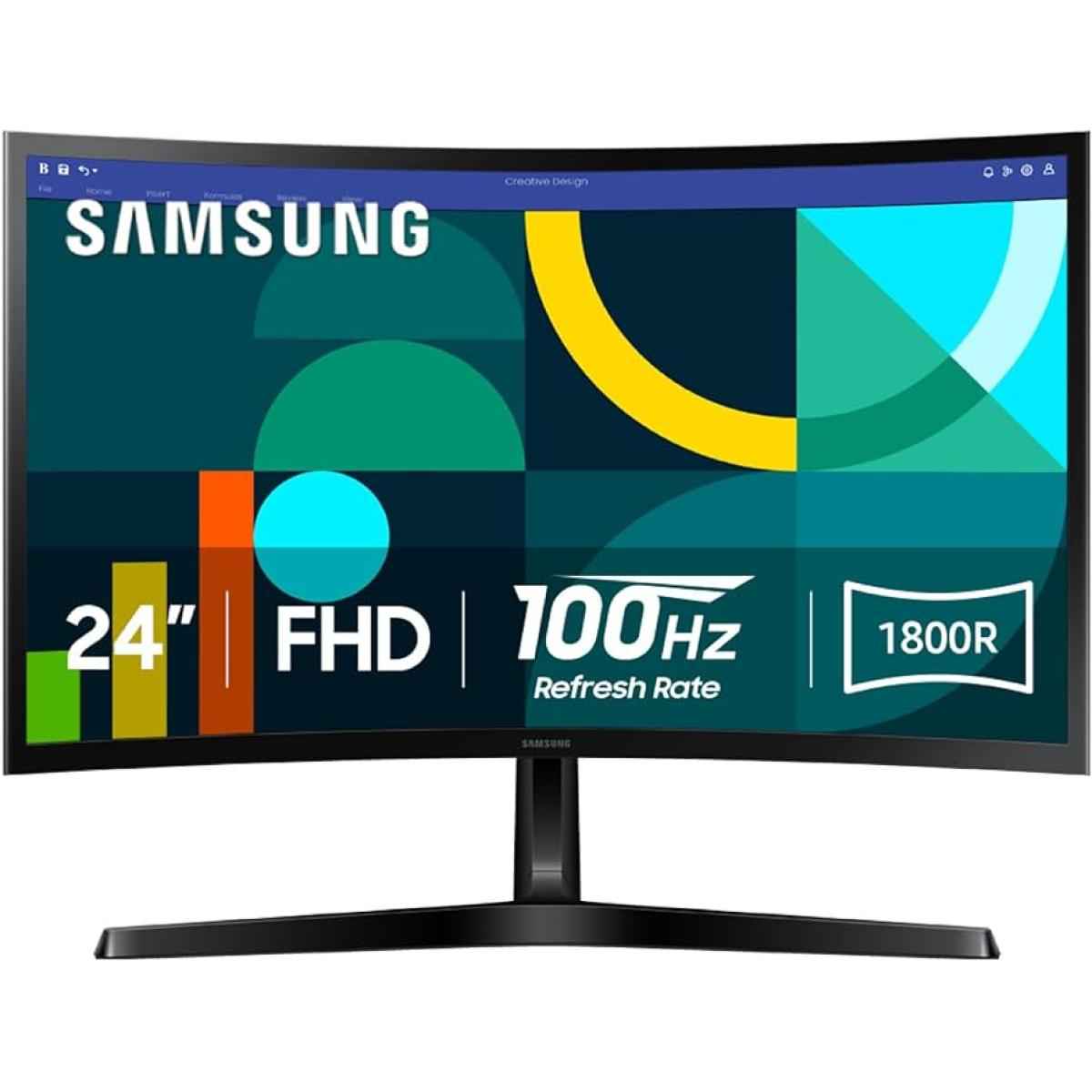 Samsung 24" Essential S3 (d362) Full Hd 1800r Curved 100hz, Game Mode, Advanced Eye Comfort, Hdmi & D Sub Ports , Black
