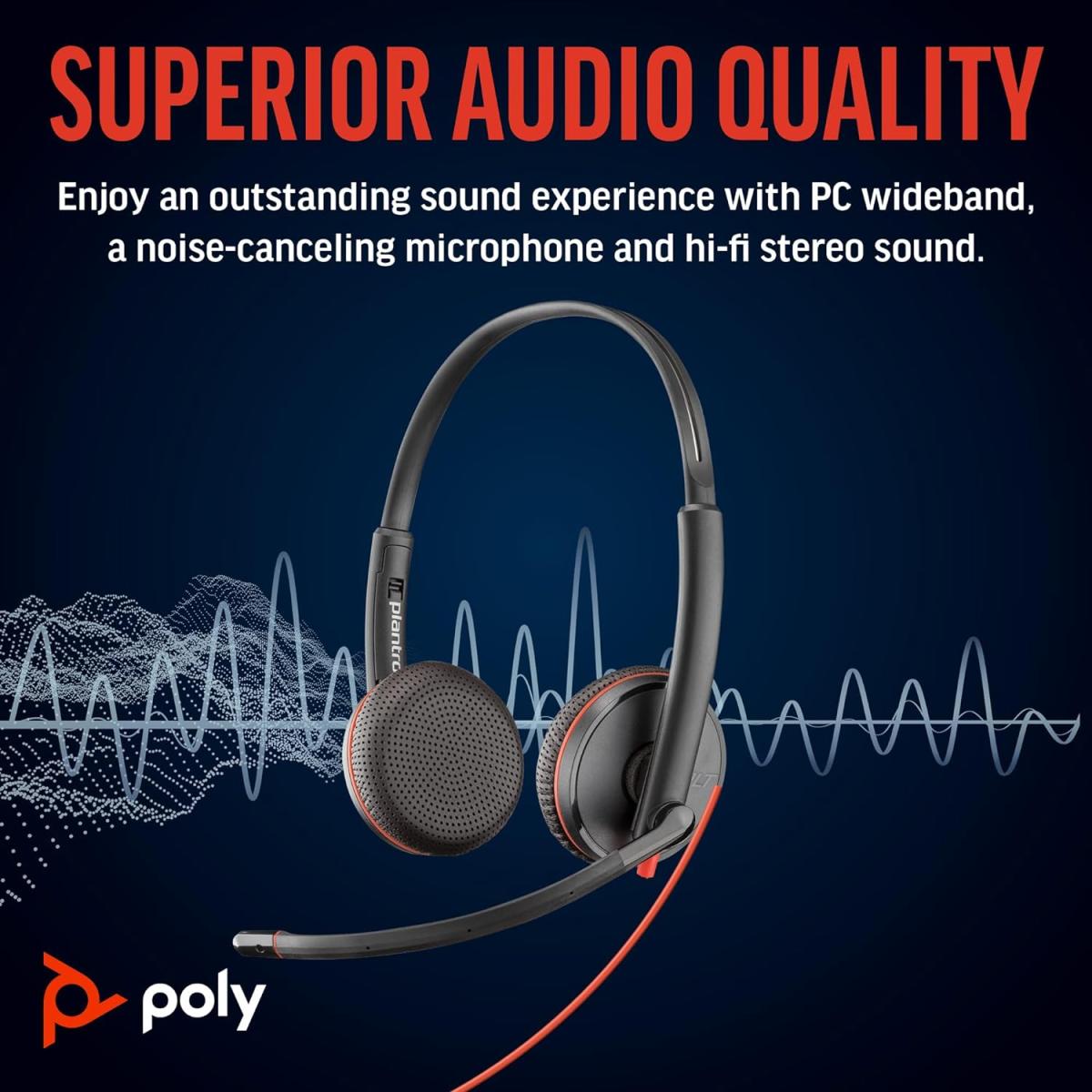 Poly Blackwire 3325 Wired Dual Ear Boom Mic Usb C & Usb A & 3.5mm Noise Canceling Mic For Pc & Mac & Mobile Works With Teams (certified) Poly Blackwire 3325 Wired Dual Ear Boom Mic Usb C & Usb A & 3.5mm Noise Canceling Mic For Pc & Mac & Mobile Works With Teams (certified)
