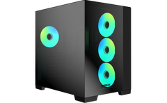 Raidmax Infinita Series i610CBF Chrome Dual Chamber ATX 2 Side Tempered Glass Support Back Cone Design 4x 120mm ARGB Fan Preinstalled Supports Up to 400mm GPU & USB C - Black
