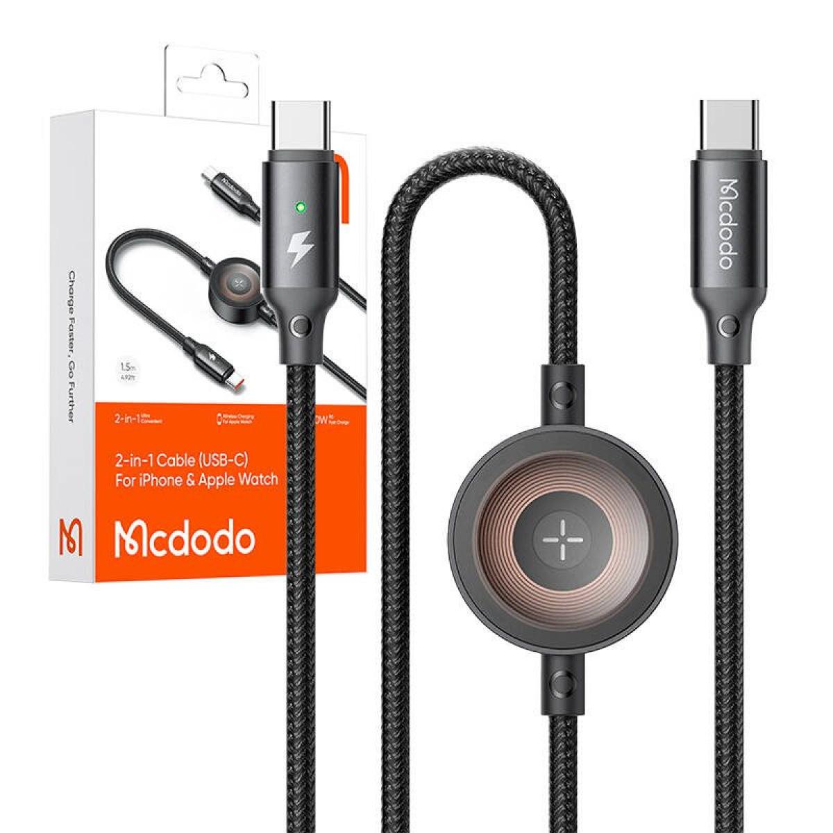Mcdodo Ca 2580 2 In 1 USB - C Cable + Apple Watch Charger, 60w, 1.5 meter Black, wireless