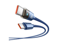 Mcdodo CA-5586 100W Type-C to Type-C Clear Charging Cable with Light, 1.6m, Blue - 18 Months Warranty
