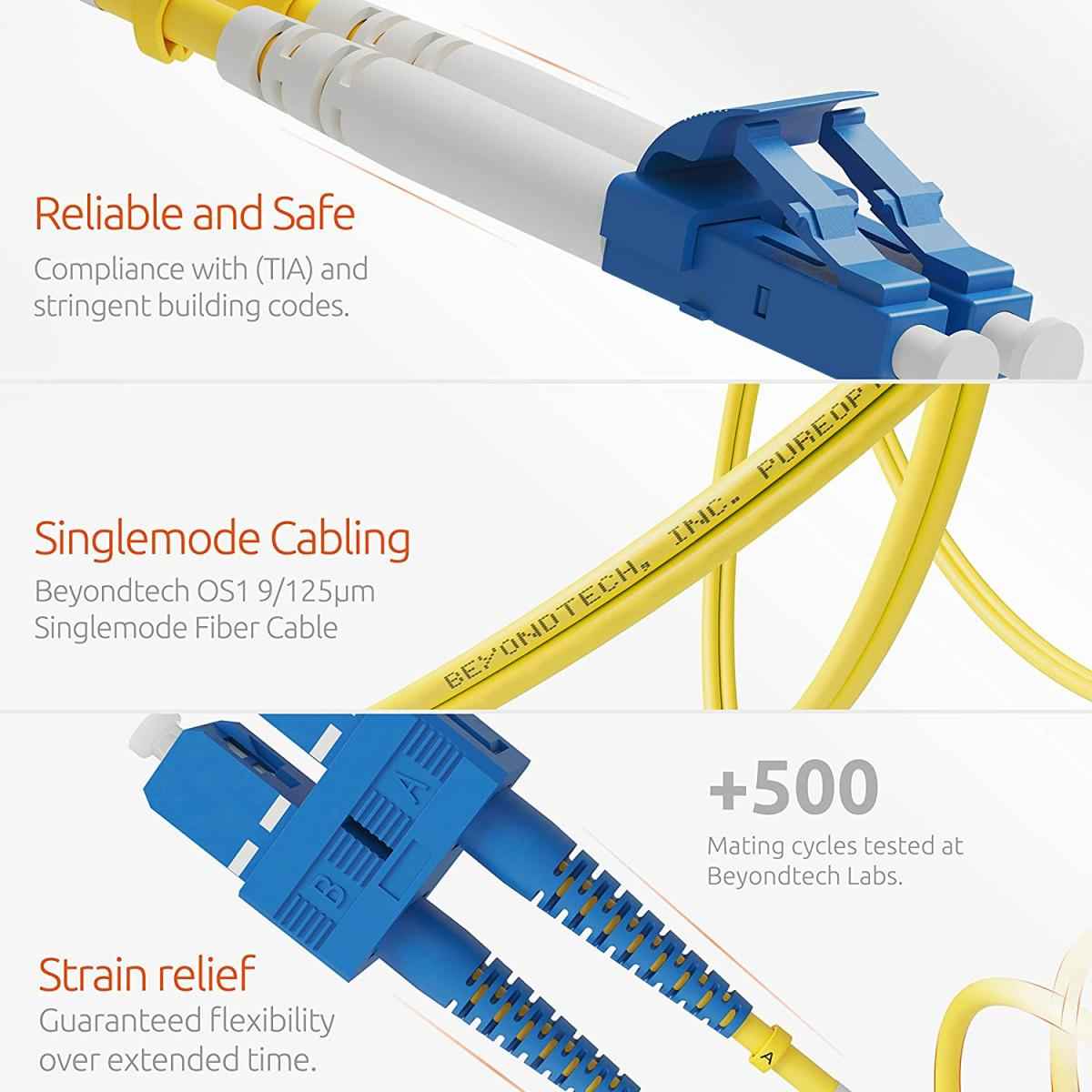 LC-SC Singlemode Fiber Patch Cord Duplex- 1M