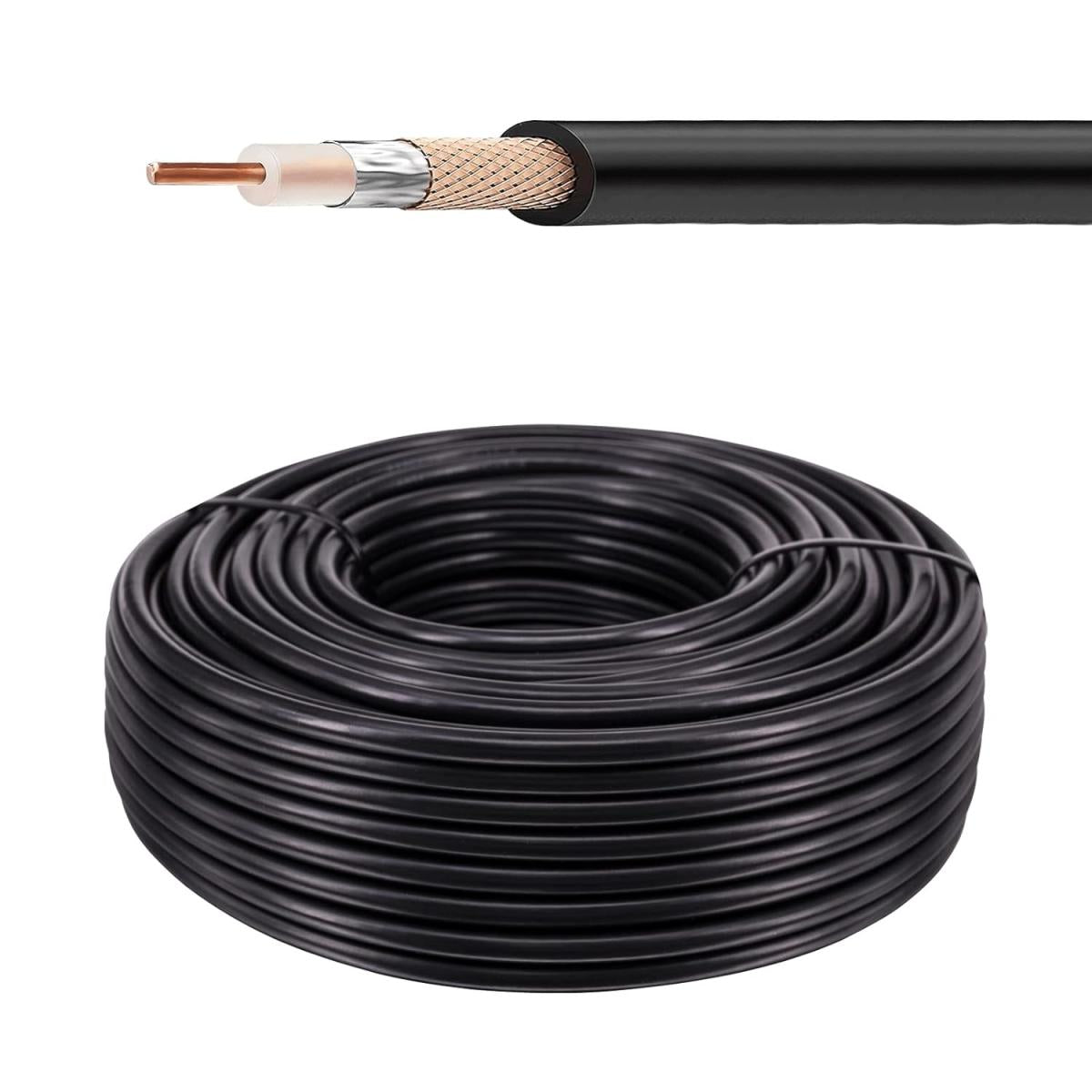 GENERIC Coaxial RG58 Cable 200 meter with Power - Black, cables