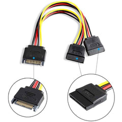 Electop SATA Power Splitter Cable, 6 Inch 15 Pin SATA Male to Dual Female Power Cable